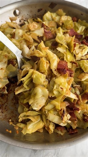 The best way to cook cabbage this season! 😉 Recipe at: https://downshiftology.com/recipes/fried-cabbage/ | Downshiftology