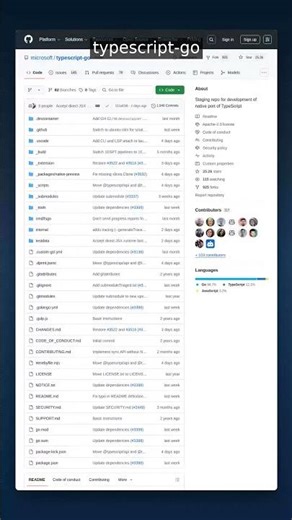 25K+ Stars • TypeScript | typescript-go — Native Go Port #shorts