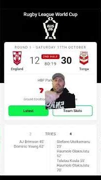 Rugby League World Cup Results - Tonga defeat England 🏆 #rlwc