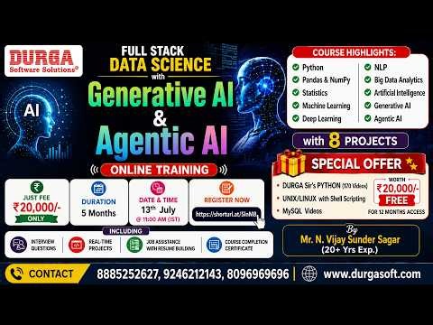 FULL STACK DATA SCIENCE with Generative AI & Agentic AI Online Training @ DURGASOFT