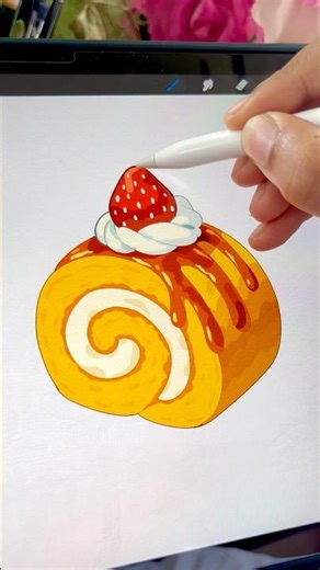 ✨ Sweet roll cake illustration made in Procreate 🍓🍰 Easy Tutorial !! #art #procreate #digitalart