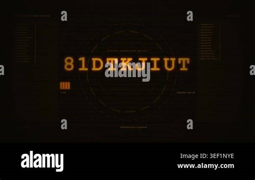 Futuristic digital interface displaying glowing alphanumeric characters and a loading progress bar, data processing and cybersecurity monitor screen Stock Video Footage - Alamy