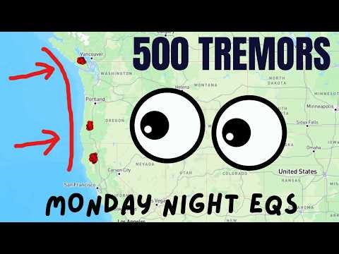 Cascadia Slow Slip events way up today. 500 plus. Monday Night Earthquake update.