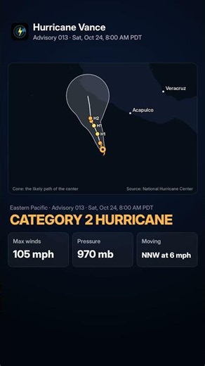 Hurricane Vance Update, Sat, Oct 24: Category 2, 105 mph #shorts