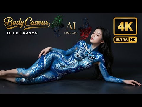 【BodyCanvas】Blue Dragon Flow – The Silence Within (4K Body Painting Art)