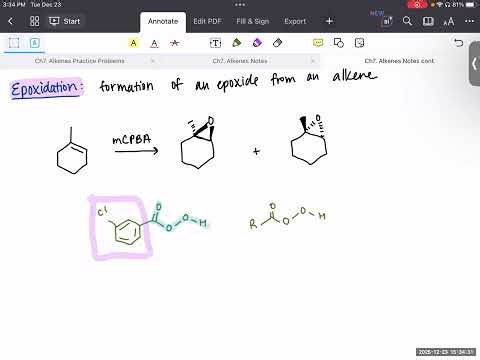Ch7. Alkene Notes (part 5): Reduction and Oxidation (hydroboration, epoxidation, dihydroxylation)