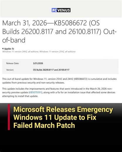 Microsoft Emergency Windows 11 Update Fixes Broken March Patch