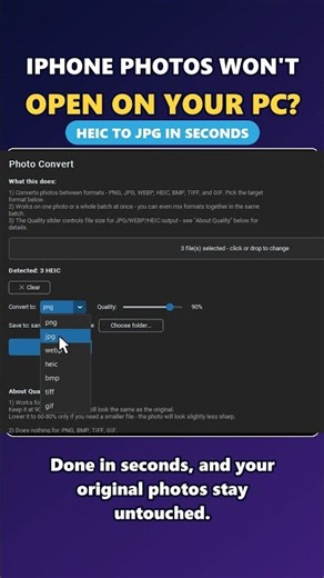 iPhone Photos Won't Open on PC? Fix HEIC to JPG in Seconds #shorts