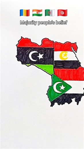 Draw Flag Map of Chad 🇹🇩, Niger 🇳🇪, Algeria 🇩🇿 and Tunisia 🇹🇳 #tunisia #algeria #niger #chad