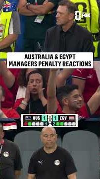 Australia's Tony Popovic and Egypt's Hossam Hassan watch their teams in PKs