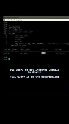 SQL Query (From gv$instance) to get Instance Detail in Oracle