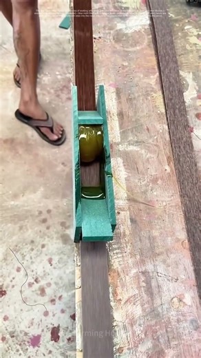 Gluing Process: Applying Latex Adhesive to Wooden Strips