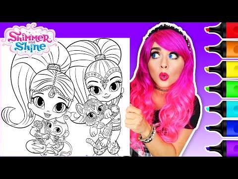 Coloring Shimmer and Shine Coloring Pages | Cute Genie Girls and Pets Coloring + Ohuhu Art Markers