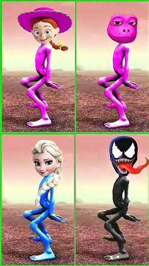 "Alien Dance Battle: Elsa, Venom, Jessie & Pink Dino! 💃🔥"