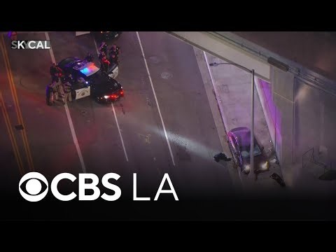 High-speed pursuit with robbery suspect ends in crash in Los Angeles County