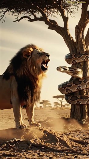 "World’s Largest Python Stuns Two Lions in the Wild!"