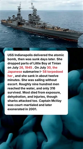 The ship that delivered the atomic bomb and was sunk days la