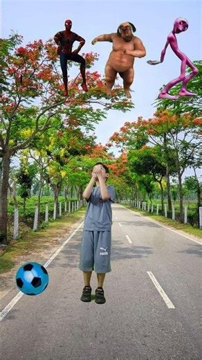 football to Dame tu cosita Alien, spiderman, gorilla & girl dance - vfx magic video