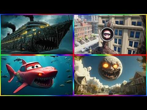 😱 infected sea 🆚 Siren Head 🆚 MC Queen shark 🆚 Lunar Moon 🎶 Tiles hop 🥶