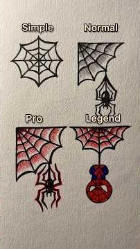 4 ways to draw spider 🕷️ #drawing #art #spider #howtodraw #fyp #sketch
