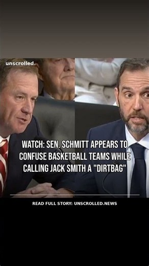 Watch: Sen. Schmitt appears to confuse basketball teams while calling Jack Smith a "dirtbag" #Shorts