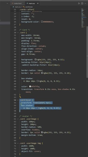 Glassmorphism Profile Card with #css #html