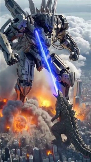 Giant Mech vs Godzilla in Tokyo 🔥 #monster #mecha #godzilla #tokyo
