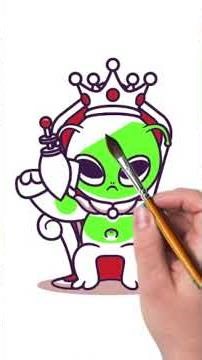 How to Draw and Color an Alien King 👽👑 | Ready to Attack Earth! (Easy Cartoon)