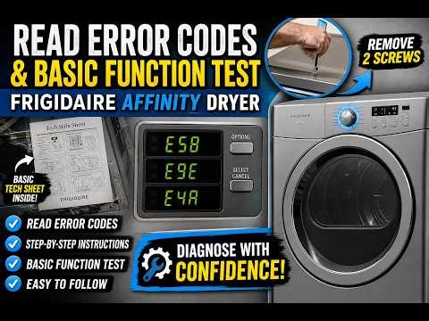 Retrieving the error codes and performing a function test on a Frigidaire Affinity dryer FAQE7011KW0