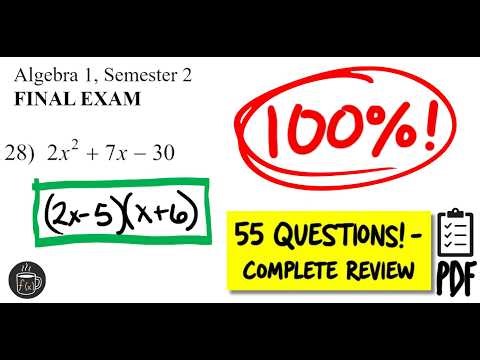 Algebra 1 Semester 2 Final Exam Review • 55 Problems + Notetaker