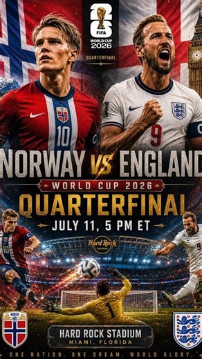 Norway vs England FIFA World Cup 2026 Quarterfinal July 11, 2026 #shorts #fifa #fifaworldcup