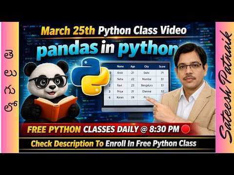 Day 12 Python Full Course FREE Training– Pandas in Python in One Class 🚀 | Check Desc To Enroll