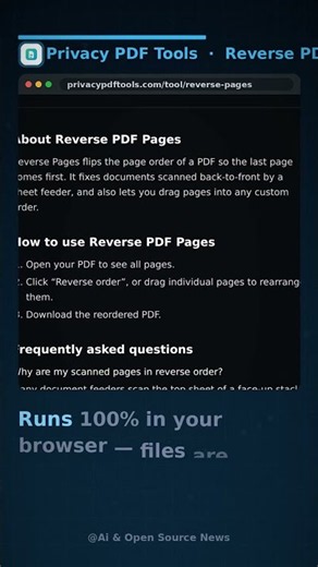 Need to flip page order, without uploading your files? | Reverse PDF Pages Online #Shorts