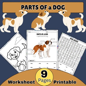Parts Of a Dog Worksheets |Pet Vocabulary Activities Animals & Coloring Pages