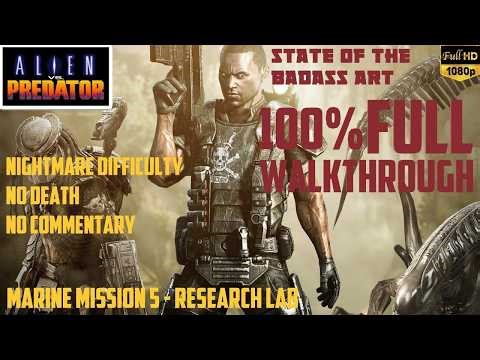 Aliens vs Predator 2010 marine campaign nightmare difficulty part 4 research labs