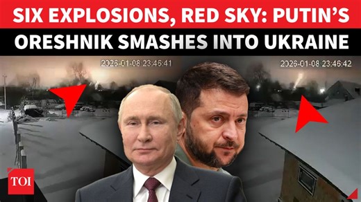 #Russia has launched a massive overnight missile assault on #Ukraine, reportedly deploying the feared #Oreshnik ballistic missile in strikes on western and central regions. Six explosions lit up the night sky over #Lviv, hitting critical infrastructure and triggering nationwide air raid alerts. Watch | The Times of India