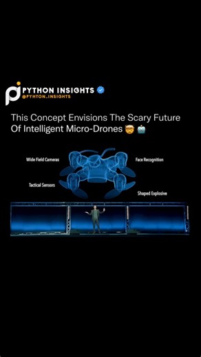 Python Insights on Instagram: "What you're seeing feels like science fiction, but it's built on technology that already exists This concept presents a look at what the next generation of micro-drones could become as artificial intelligence, computer vision, and autonomous decision-making continue to evolve. These systems are imagined as ultra-small platforms capable of navigating complex environments, identifying faces or objects, and making split-second decisions without direct human control. U
