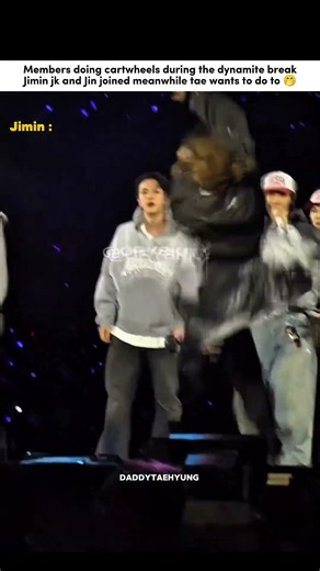 Members performing flips at the concert 🔥Jk Jimin and Jin during dynamite 👀
