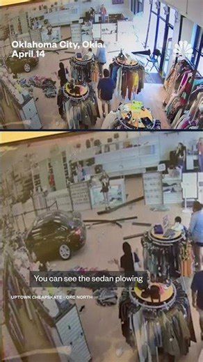 Security video shows moment car crashes into store front