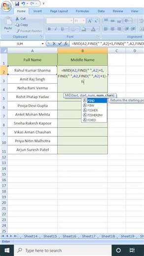 Extract Middle Name from Full Name in Excel 😱 | Mid Formula in Excel #excel