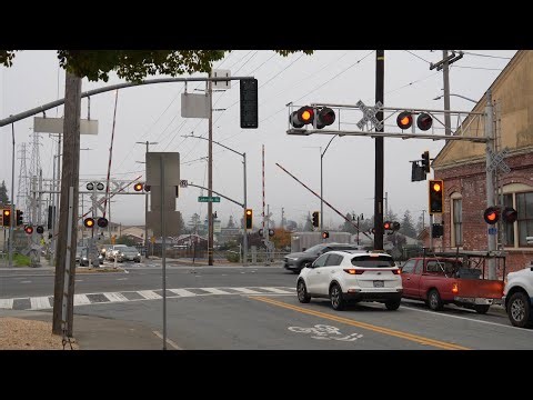 SMART 106 Train North | E D St. Railroad Crossing, Petaluma CA