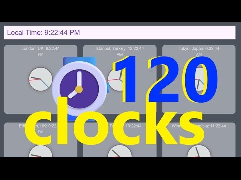 Global Time Zones – 120+ Live Analog Clocks at once!