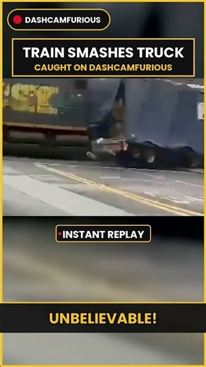 Train Smashes Truck at Railway Crossing | Caught on Dashcam #shorts