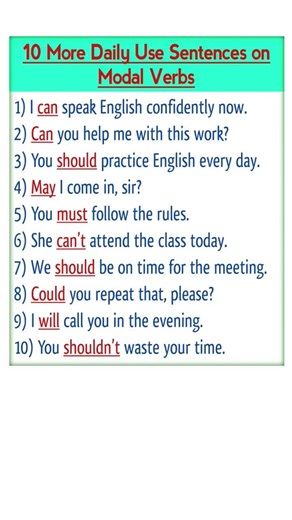 10 More Daily Use Sentences on Modal Verbs (2026). #shorts #trending #ModalVerbs #SpokenEnglish
