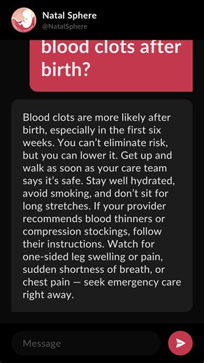 How do I avoid blood clots after birth?
