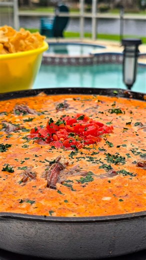 Smoked Birria Queso Dip 🔥 #queso #birria #bbq #food #foodshorts