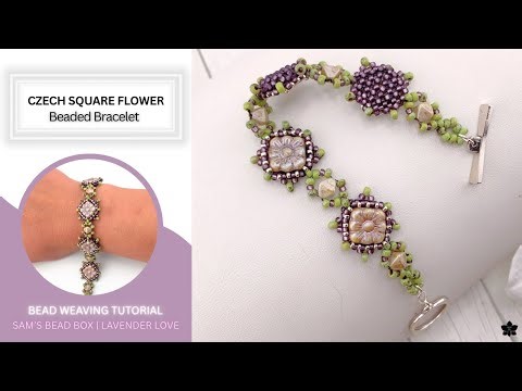 Square Flower Beaded Bracelet Tutorial