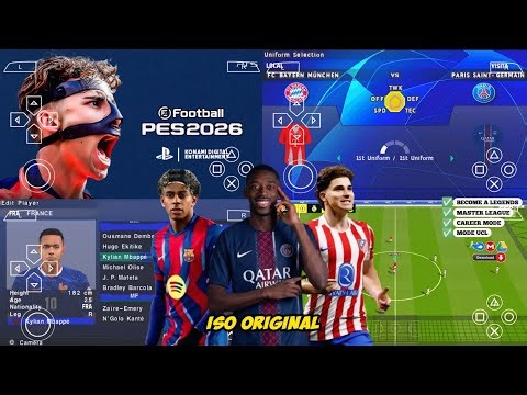 eFootball PES 2026 PPSSPP Android Offline Full Update UCL & League Kits 25/26 Season 4k Graphics
