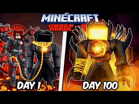 I Survived 100 Days as TITAN TV MAN in Hardcore Minecraft!