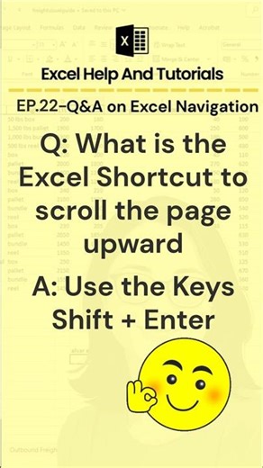Excel Shortcut to scroll the page upward with Excel Help and Tutorials EP22